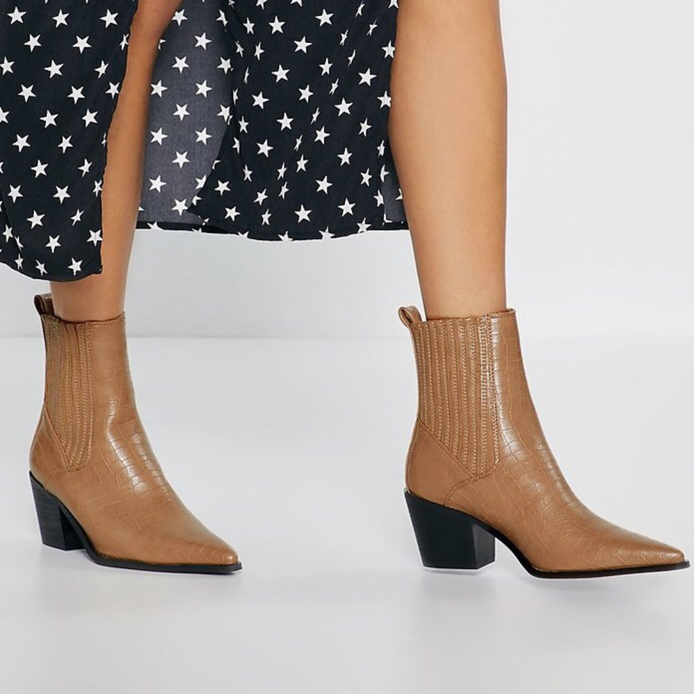 Croc faux leather boots
